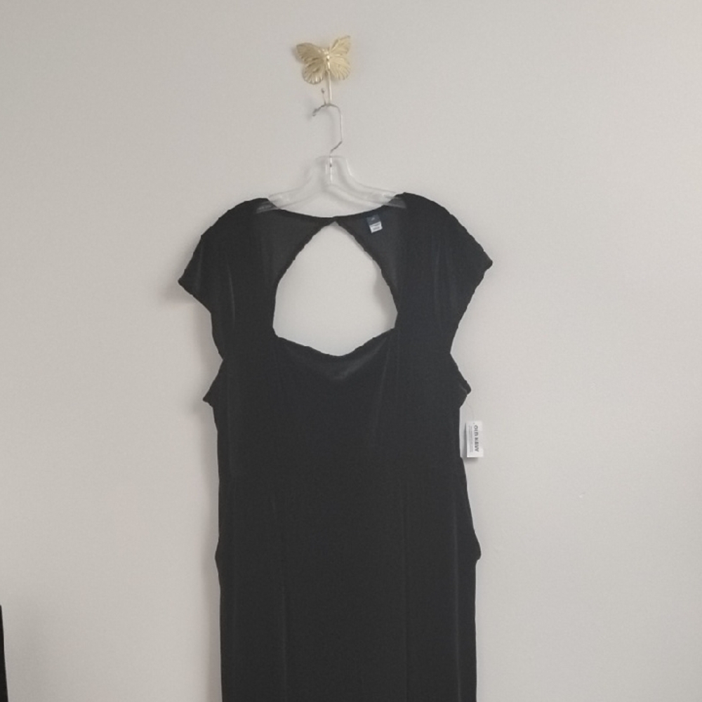 Old Navy Black Short Sleeve Dark Romanric Whimsigoth Velour Wide Leg Jumpsuit - Picture 2 of 16